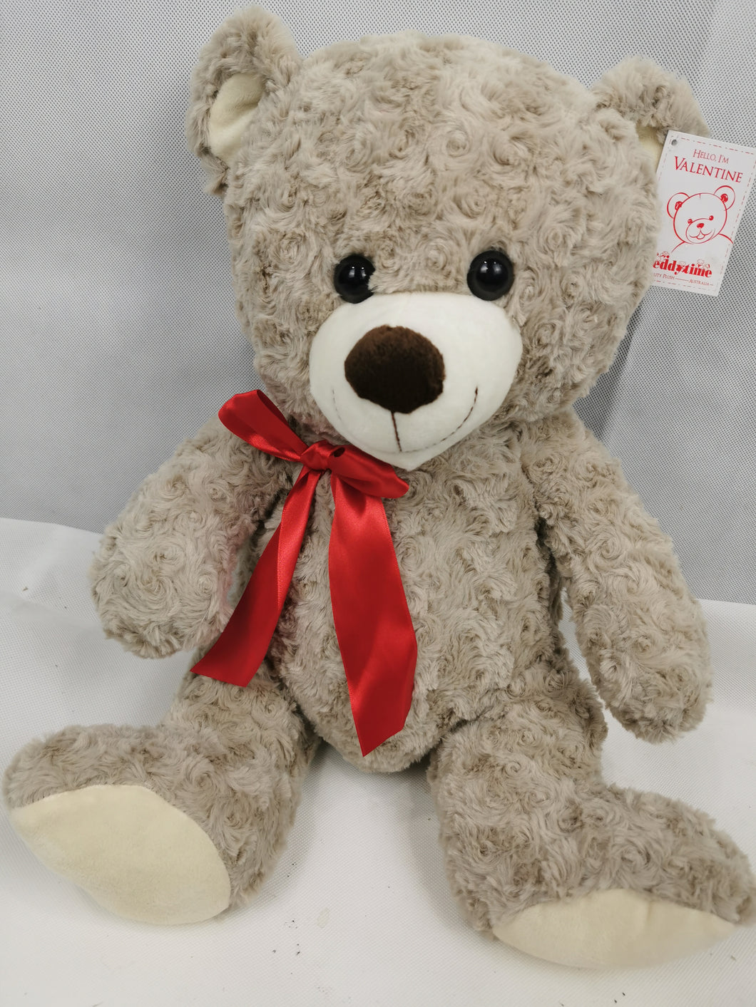Bear with Red Ribbon Grey (40cm)